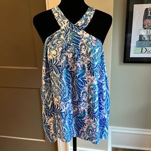 NWT Lilly Pulitzer Rori Top - Baha Blue Bird Is The Word - XL